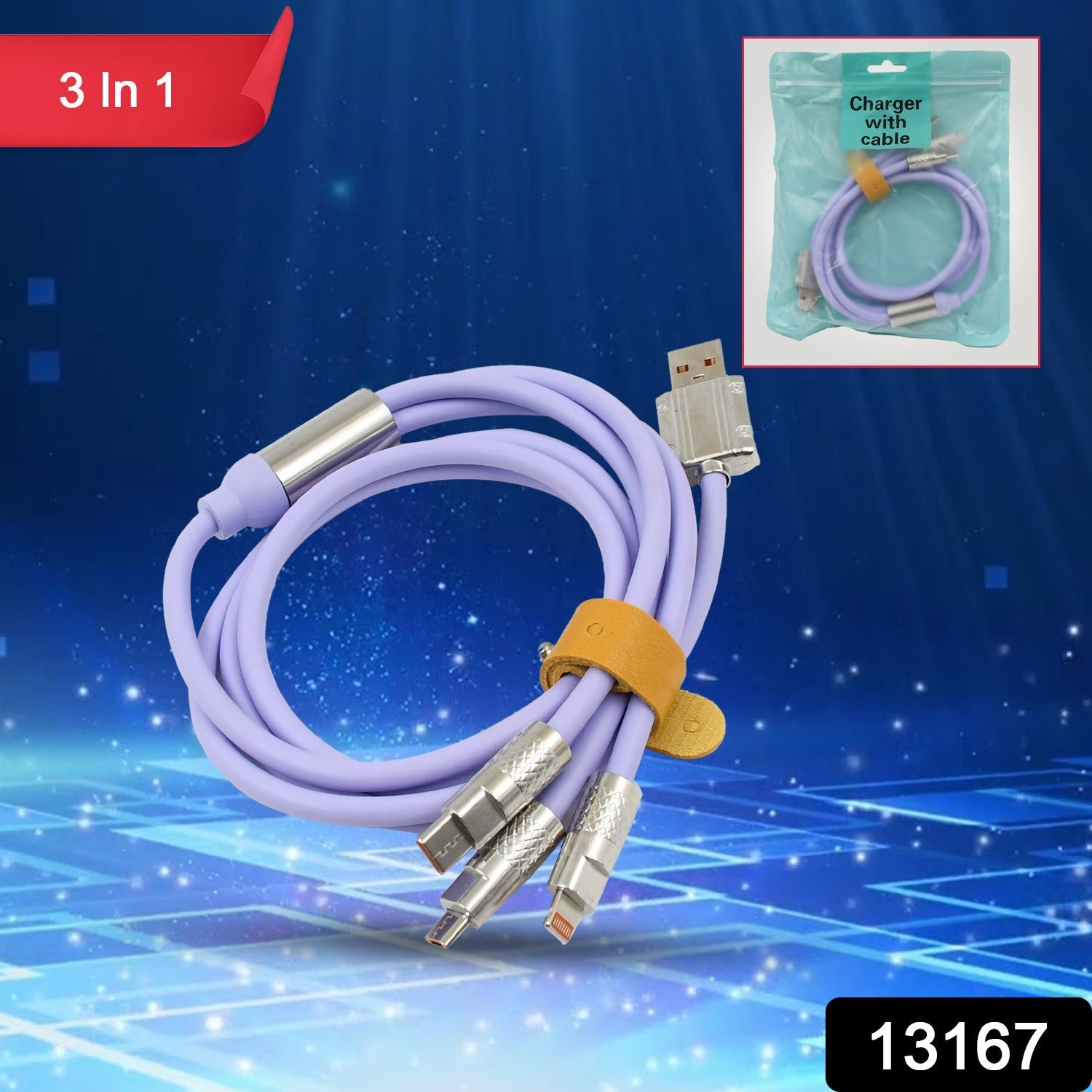 3 in 1 Multi Super Fast Charging Cable (1 Pc) 3 in 1 Multi Super Fast Charging Cable (1 Pc)